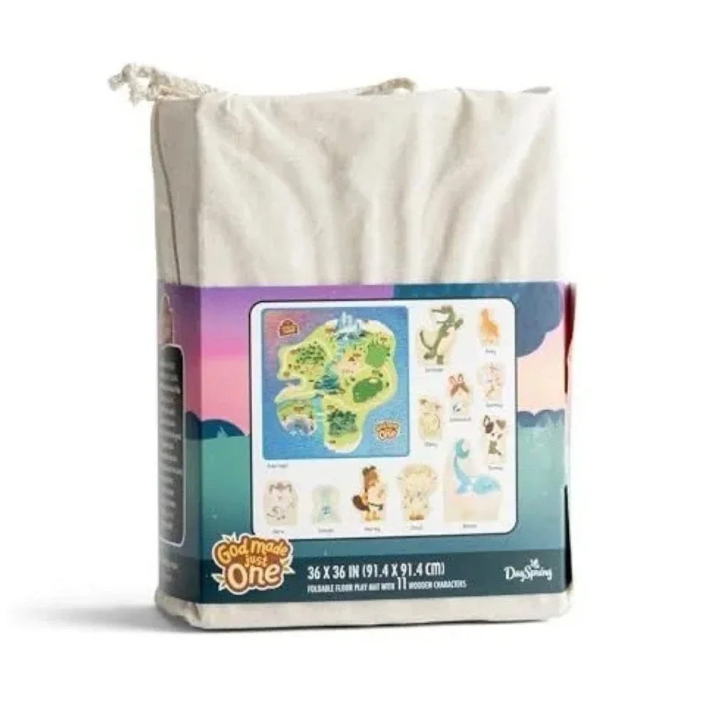 DaySpring God Made Just One Play Mat 36x36 Foldable Floor Mat 11 Wood Characters